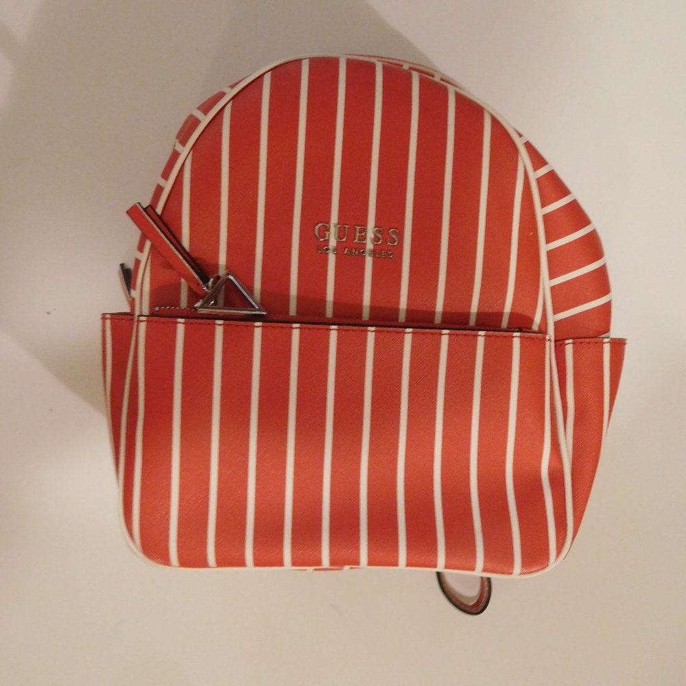 Guess Red/White Striped Mini Backpack - image 1